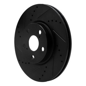 Pontiac Vibe Brake Rotor (1) - Front Left - R1 Concepts - Drilled & Slotted - Black - `08-`19